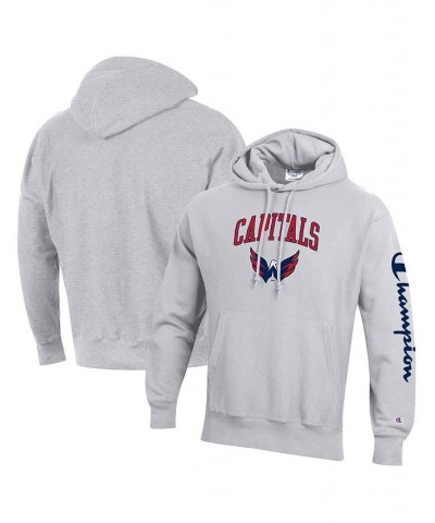 Men's Heather Gray Washington Capitals Reverse Weave Pullover Hoodie $48.95 Sweatshirt