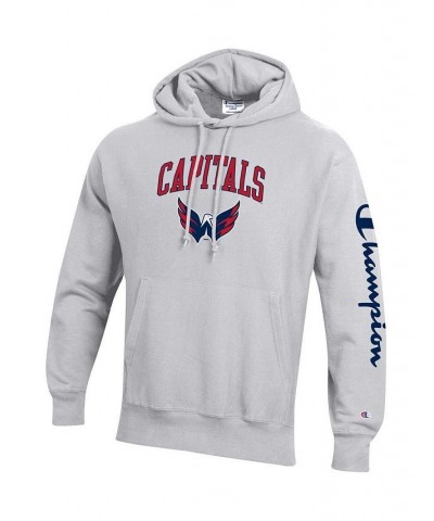 Men's Heather Gray Washington Capitals Reverse Weave Pullover Hoodie $48.95 Sweatshirt