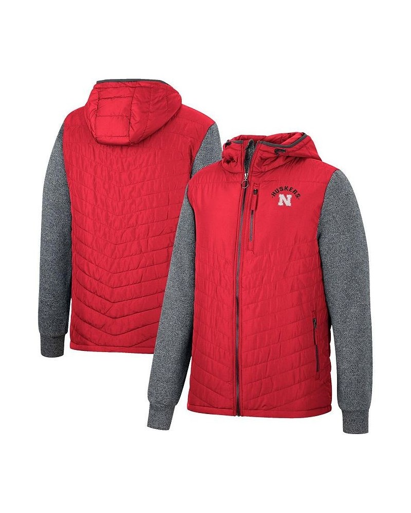 Men's Scarlet, Charcoal Nebraska Huskers Course Herringbone Full-Zip Hoodie $41.40 Jackets