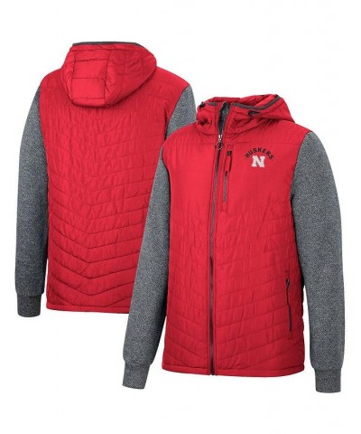 Men's Scarlet, Charcoal Nebraska Huskers Course Herringbone Full-Zip Hoodie $41.40 Jackets