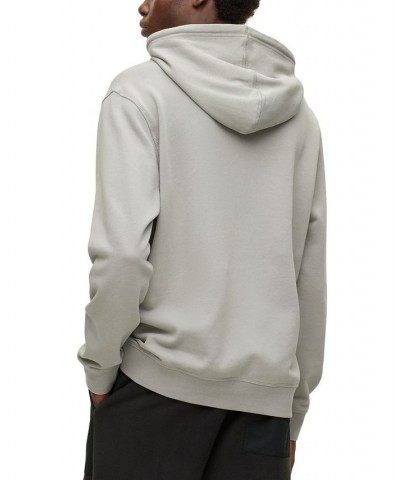 BOSS Men's French-Terry-Cotton Hooded Sweatshirt with Logo Patch Gray $57.96 Sweatshirt