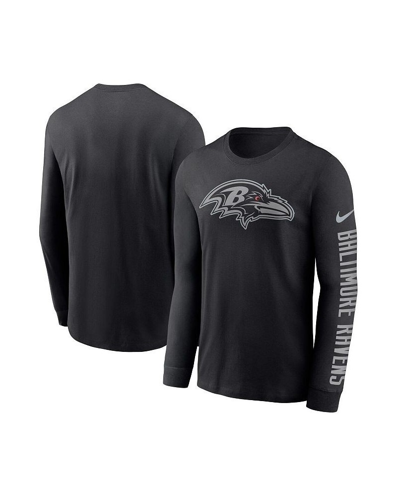 Men's Black Baltimore Ravens RFLCTV Name And Logo T-shirt $28.80 T-Shirts