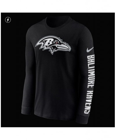 Men's Black Baltimore Ravens RFLCTV Name And Logo T-shirt $28.80 T-Shirts