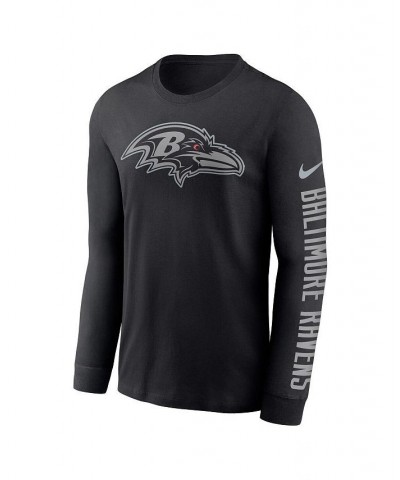 Men's Black Baltimore Ravens RFLCTV Name And Logo T-shirt $28.80 T-Shirts