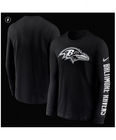 Men's Black Baltimore Ravens RFLCTV Name And Logo T-shirt $28.80 T-Shirts