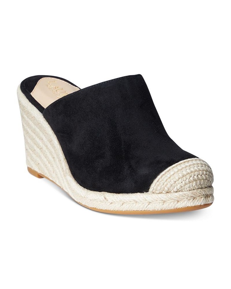 Women's Pennie Espadrille Wedge Pumps Black $44.55 Shoes