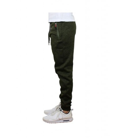 Men's Slim-Fit Marled Fleece Joggers with Zipper Side Pockets PD03 $16.66 Pants