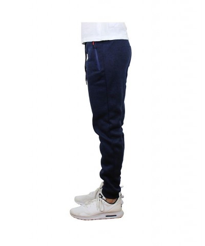 Men's Slim-Fit Marled Fleece Joggers with Zipper Side Pockets PD03 $16.66 Pants