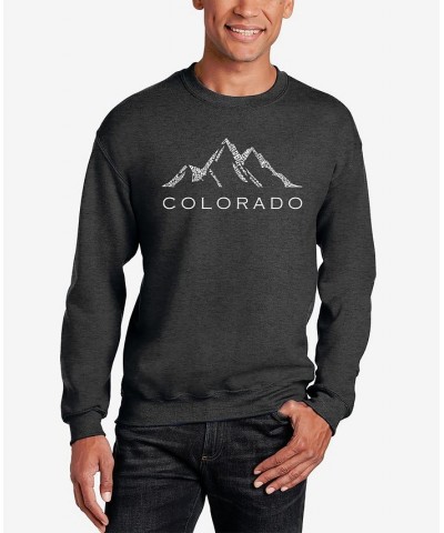 Men's Word Art Crewneck Colorado Ski Towns Sweatshirt Gray $21.00 Sweatshirt