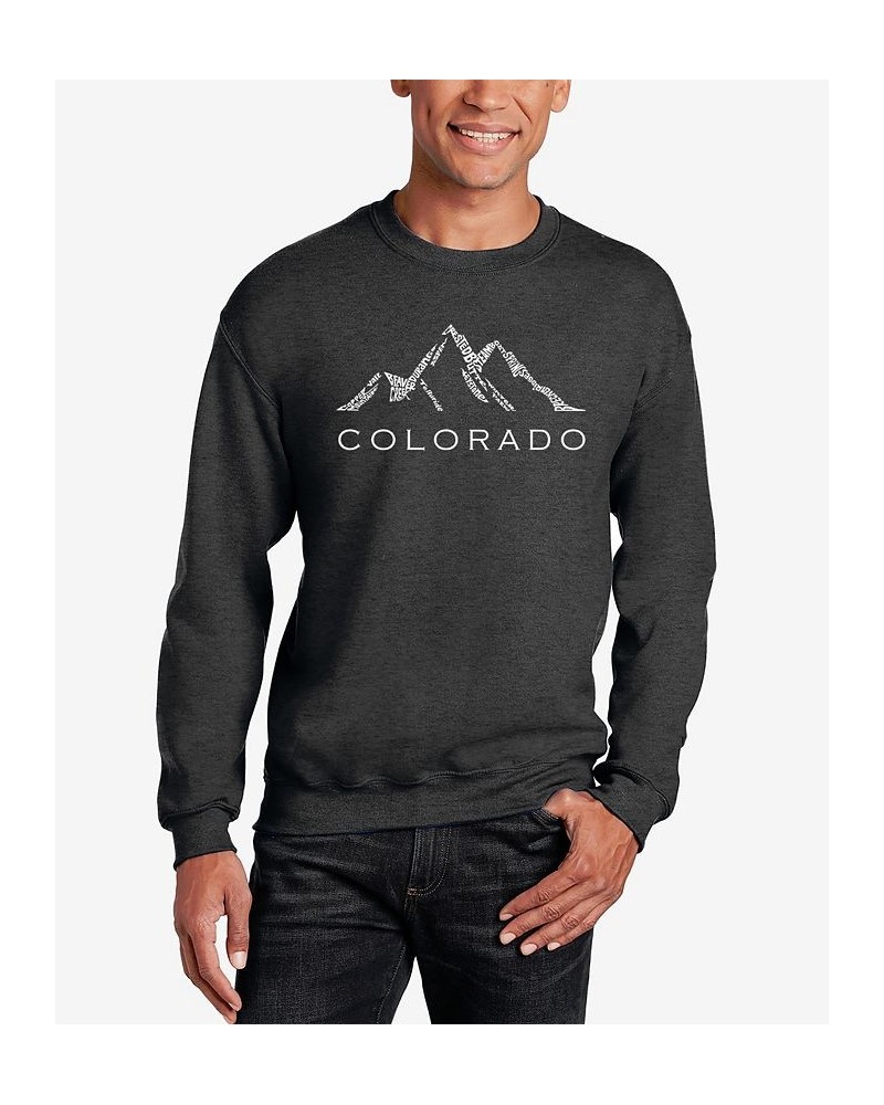 Men's Word Art Crewneck Colorado Ski Towns Sweatshirt Gray $21.00 Sweatshirt