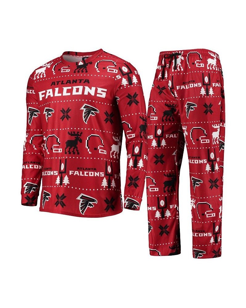 Men's Red Atlanta Falcons Wordmark Ugly Pajama Set $32.20 Pajama