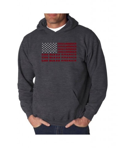 Men's Word Art Hooded Sweatshirt - God Bless America Gray $25.20 Sweatshirt