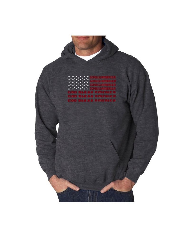 Men's Word Art Hooded Sweatshirt - God Bless America Gray $25.20 Sweatshirt