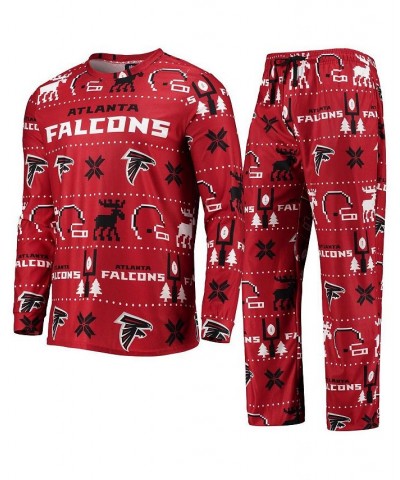 Men's Red Atlanta Falcons Wordmark Ugly Pajama Set $32.20 Pajama