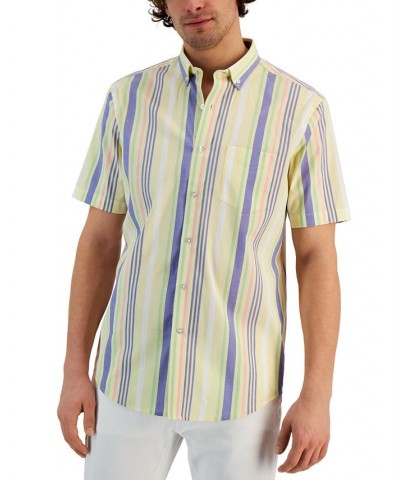 Men's Wally Classic-Fit Stripe Button-Down Poplin Shirt Yellow $31.54 Shirts