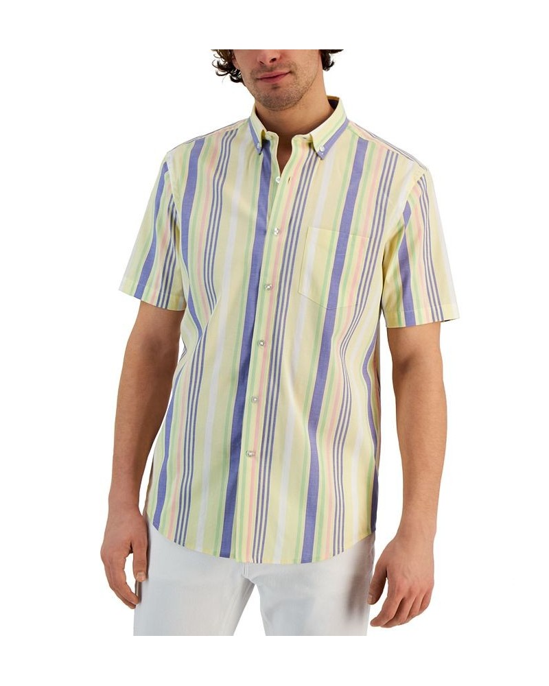 Men's Wally Classic-Fit Stripe Button-Down Poplin Shirt Yellow $31.54 Shirts