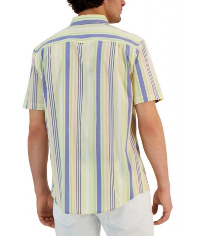 Men's Wally Classic-Fit Stripe Button-Down Poplin Shirt Yellow $31.54 Shirts