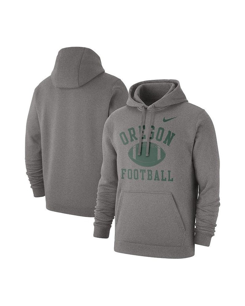 Men's Heathered Gray Oregon Ducks Football Club Pullover Hoodie $34.50 Sweatshirt