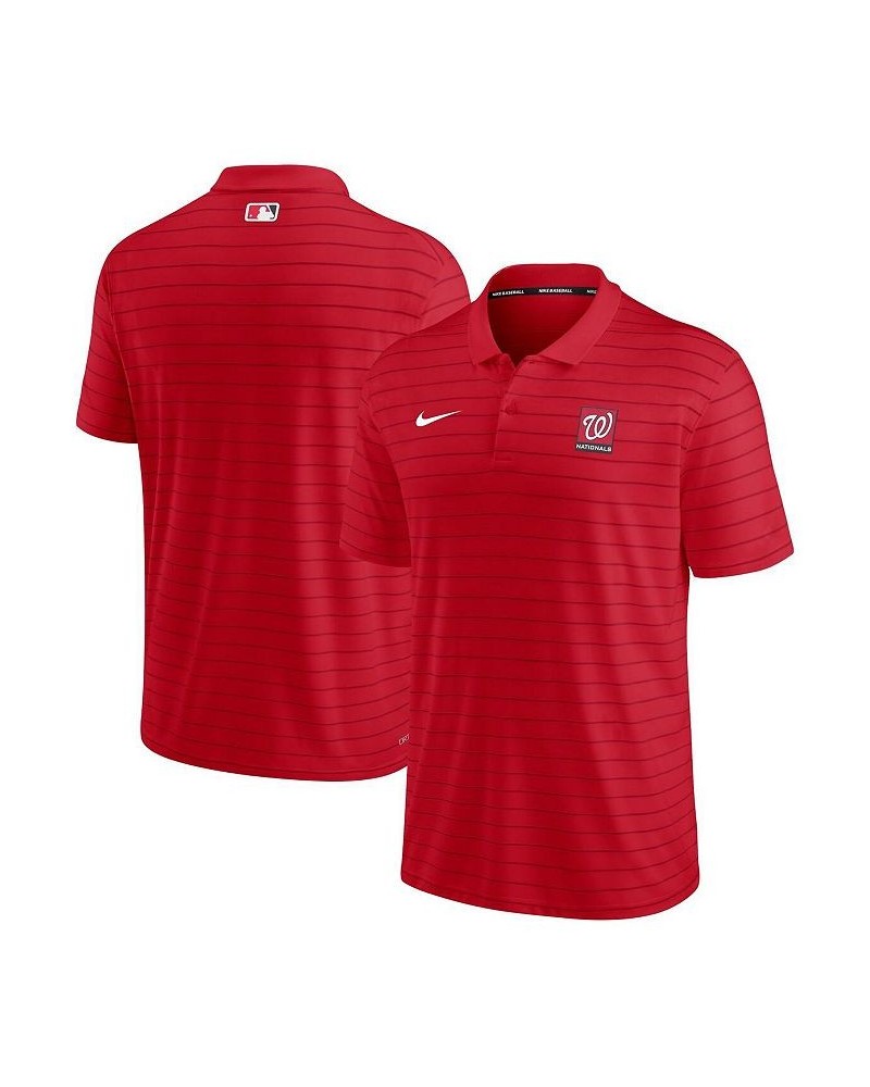 Men's Red Washington Nationals Authentic Collection Striped Performance Pique Polo Shirt $34.50 Polo Shirts