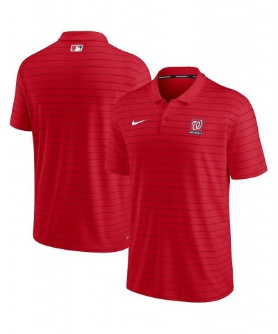 Men's Red Washington Nationals Authentic Collection Striped Performance Pique Polo Shirt $34.50 Polo Shirts