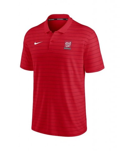 Men's Red Washington Nationals Authentic Collection Striped Performance Pique Polo Shirt $34.50 Polo Shirts