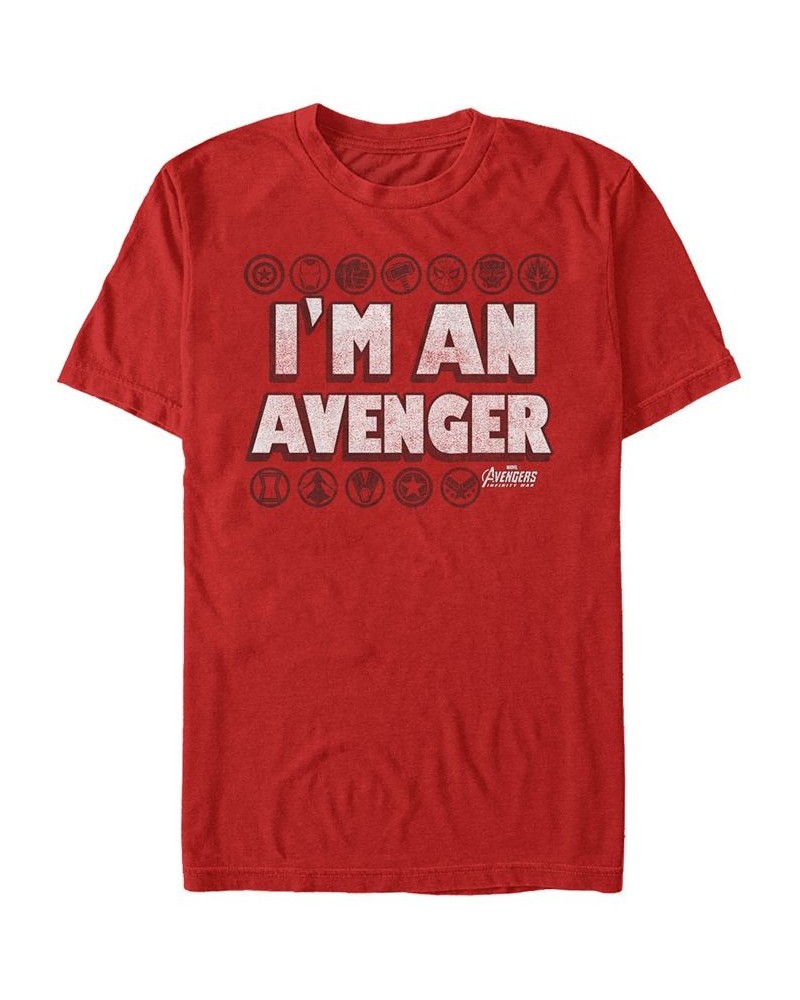 Marvel Men's Avengers Infinity War I'm An Avenger Symbols Short Sleeve T-Shirt Red $16.10 T-Shirts