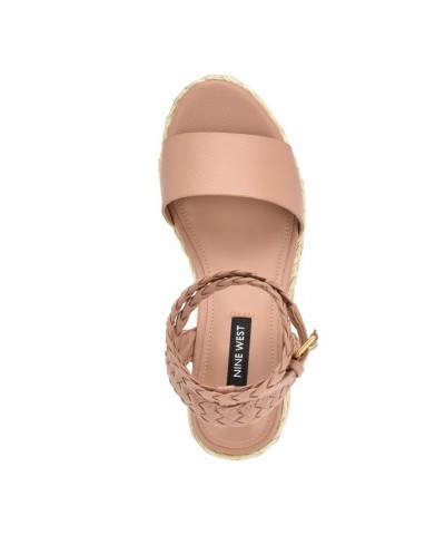 Women's Keily Round Toe Platform Wedge Sandals Tan/Beige $49.98 Shoes