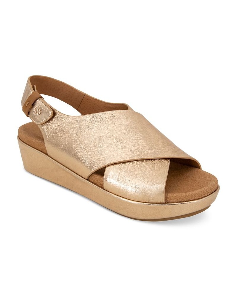 Women's Lori Crisscross Slingback Sandals Gold $77.61 Shoes