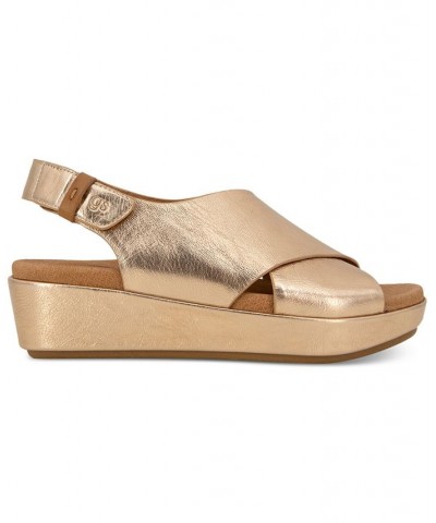 Women's Lori Crisscross Slingback Sandals Gold $77.61 Shoes