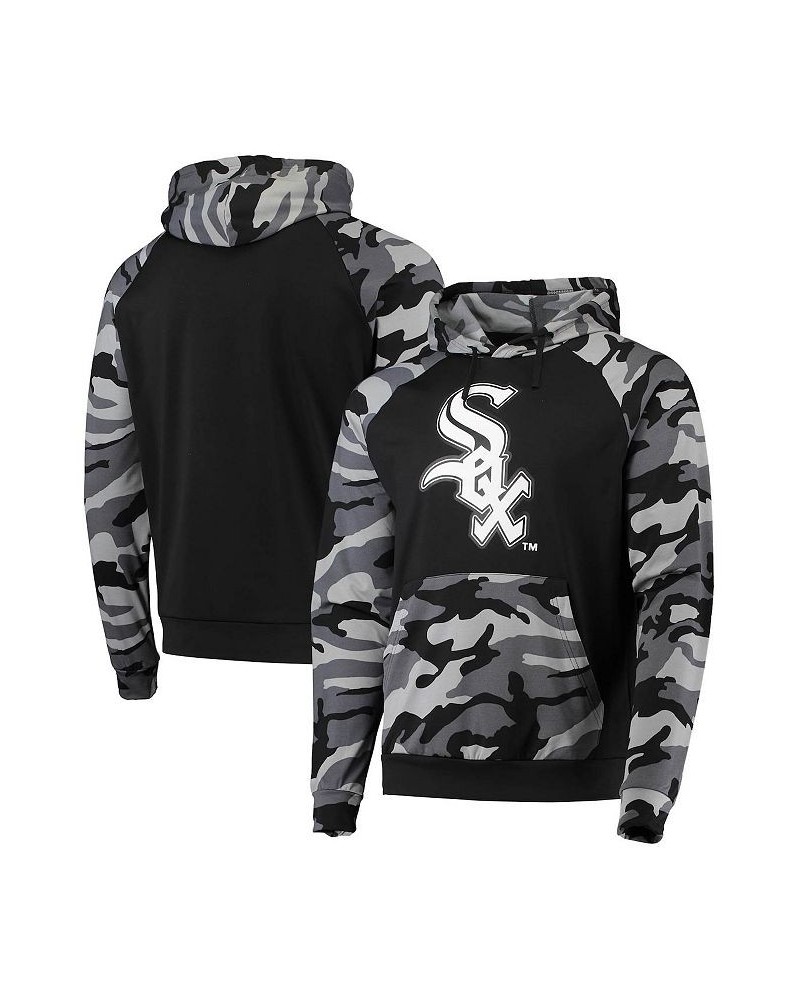 Men's Black Chicago White Sox Camo Raglan Pullover Hoodie $40.79 Sweatshirt