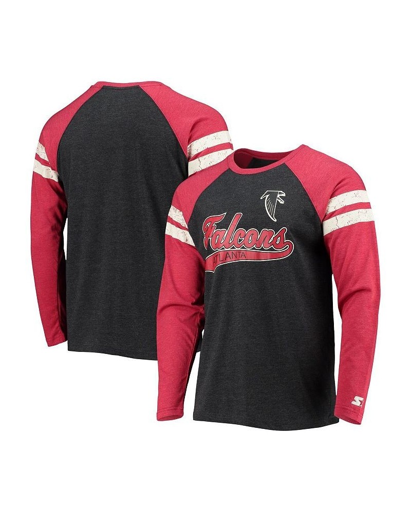 Men's Black, Red Atlanta Falcons Throwback League Raglan Long Sleeve Tri-Blend T-shirt $26.65 T-Shirts