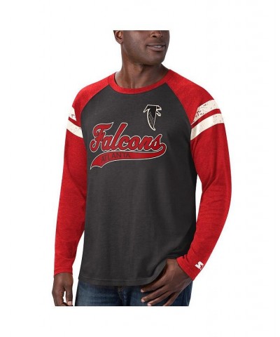 Men's Black, Red Atlanta Falcons Throwback League Raglan Long Sleeve Tri-Blend T-shirt $26.65 T-Shirts