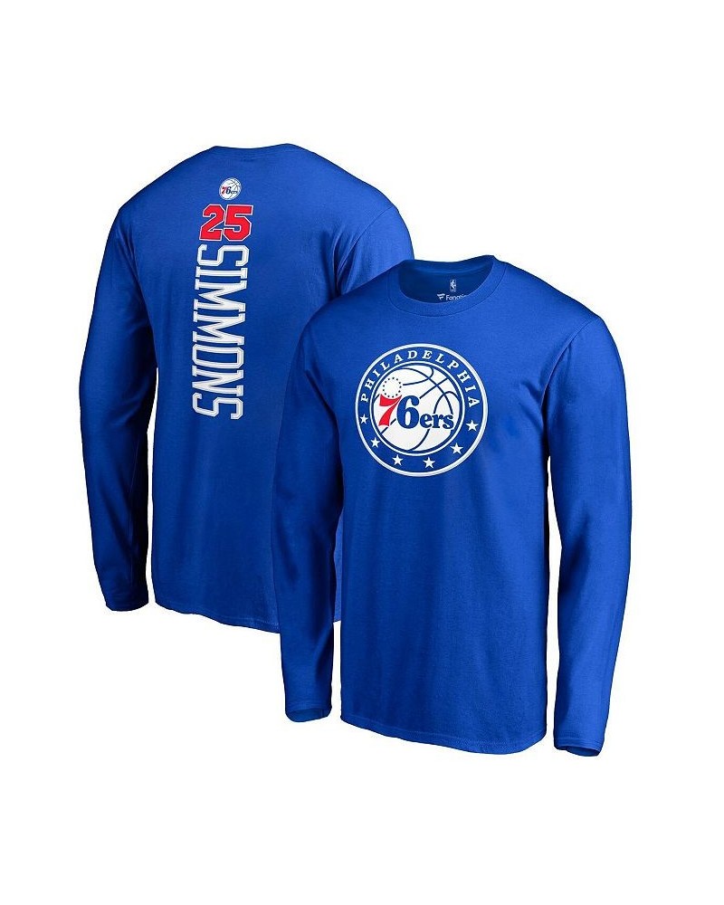 Men's Ben Simmons Royal Philadelphia 76ers Backer Name and Number Long Sleeve T-shirt $20.25 T-Shirts