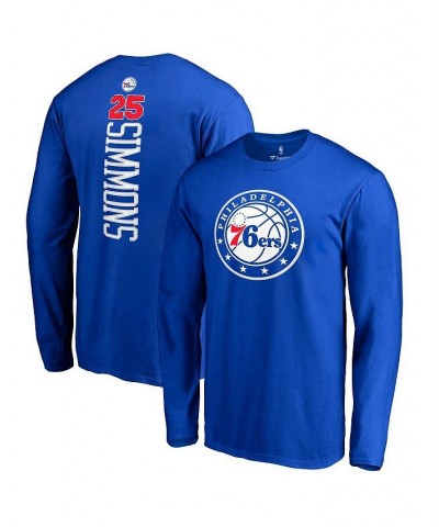 Men's Ben Simmons Royal Philadelphia 76ers Backer Name and Number Long Sleeve T-shirt $20.25 T-Shirts