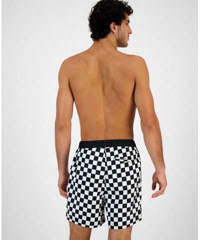 INC Men's Zane Checkerboard 5" Swim Trunks White $12.60 Swimsuits