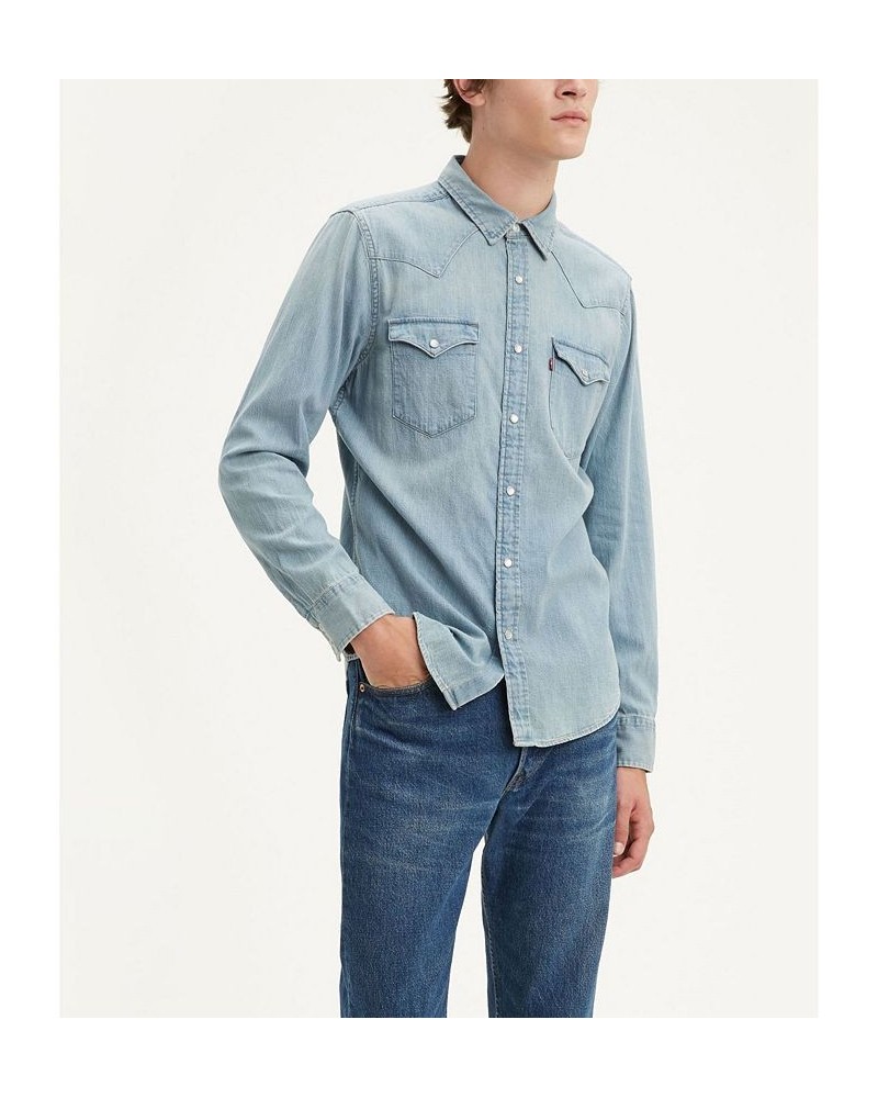 Men's Classic Clean Standard Fit Denim Western Shirt PD02 $28.00 Shirts