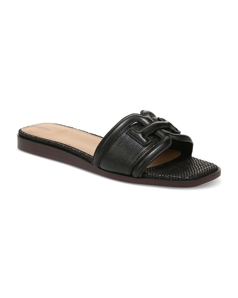 Irina Logo Emblem Slide Sandals Black $57.40 Shoes