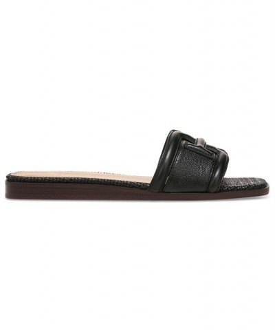 Irina Logo Emblem Slide Sandals Black $57.40 Shoes