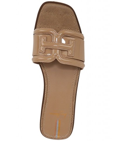 Irina Logo Emblem Slide Sandals Black $57.40 Shoes