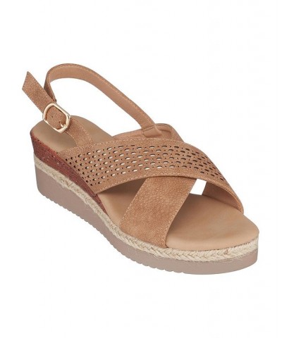 Women's Gini Wedge Sandals Tan/Beige $31.50 Shoes