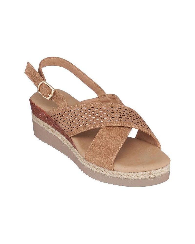 Women's Gini Wedge Sandals Tan/Beige $31.50 Shoes