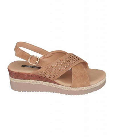 Women's Gini Wedge Sandals Tan/Beige $31.50 Shoes