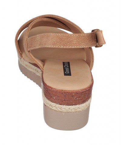 Women's Gini Wedge Sandals Tan/Beige $31.50 Shoes