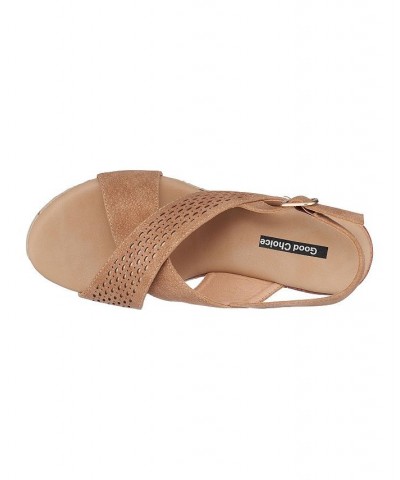 Women's Gini Wedge Sandals Tan/Beige $31.50 Shoes