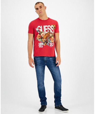 Men's Jungle Tiger Collage Logo Graphic T-Shirt Purple $27.06 T-Shirts