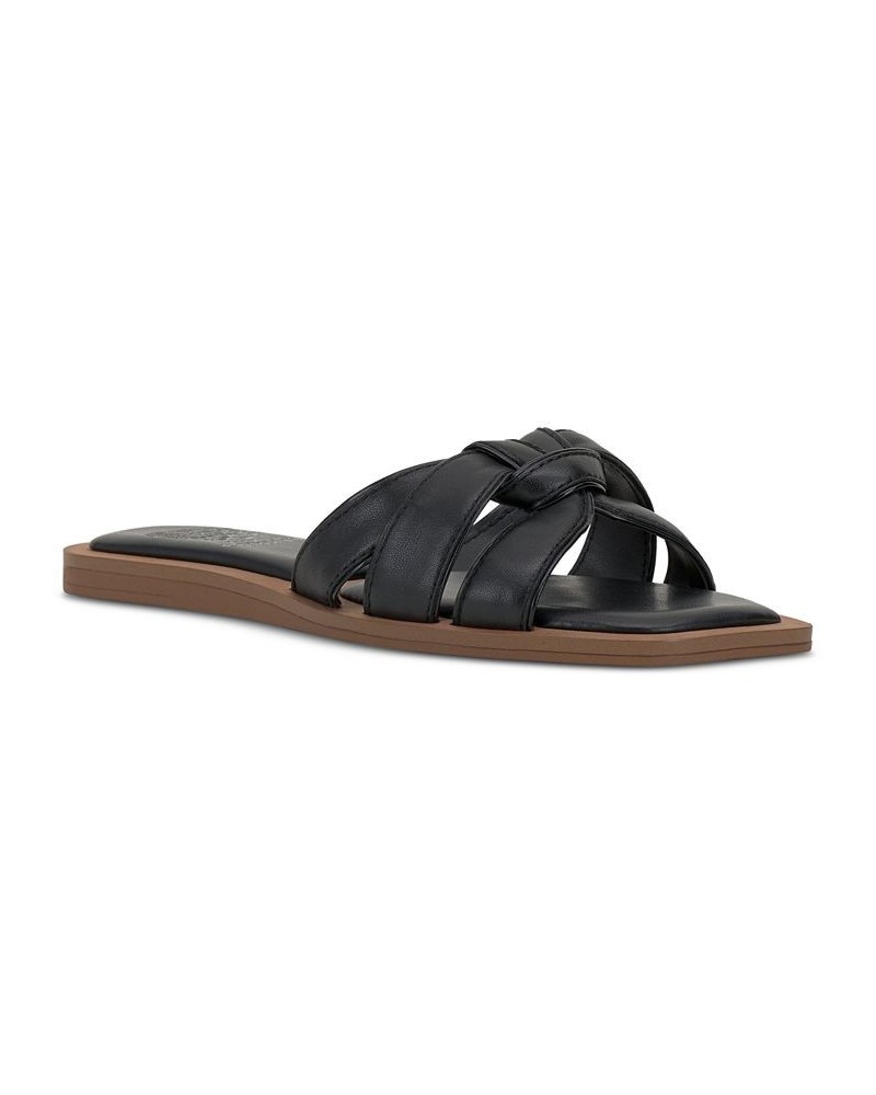 Barcellen Knotted Slide Sandals Black $47.96 Shoes