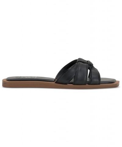 Barcellen Knotted Slide Sandals Black $47.96 Shoes