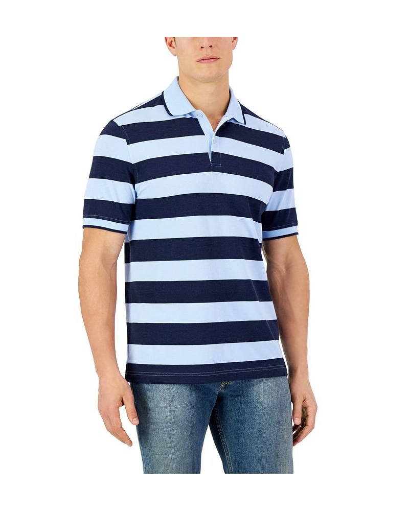 Men's Rugby Stripe Pique Polo Blue $14.90 Polo Shirts