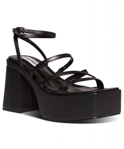 Women's Barbs Strappy Platform Sandals Black $36.19 Shoes