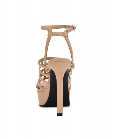 Women's Kelinda Square Toe Stiletto Dress Sandals Tan/Beige $59.34 Shoes